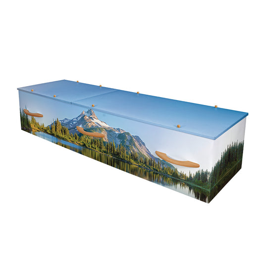 Majestic Mountain and Lake View Cremation Container